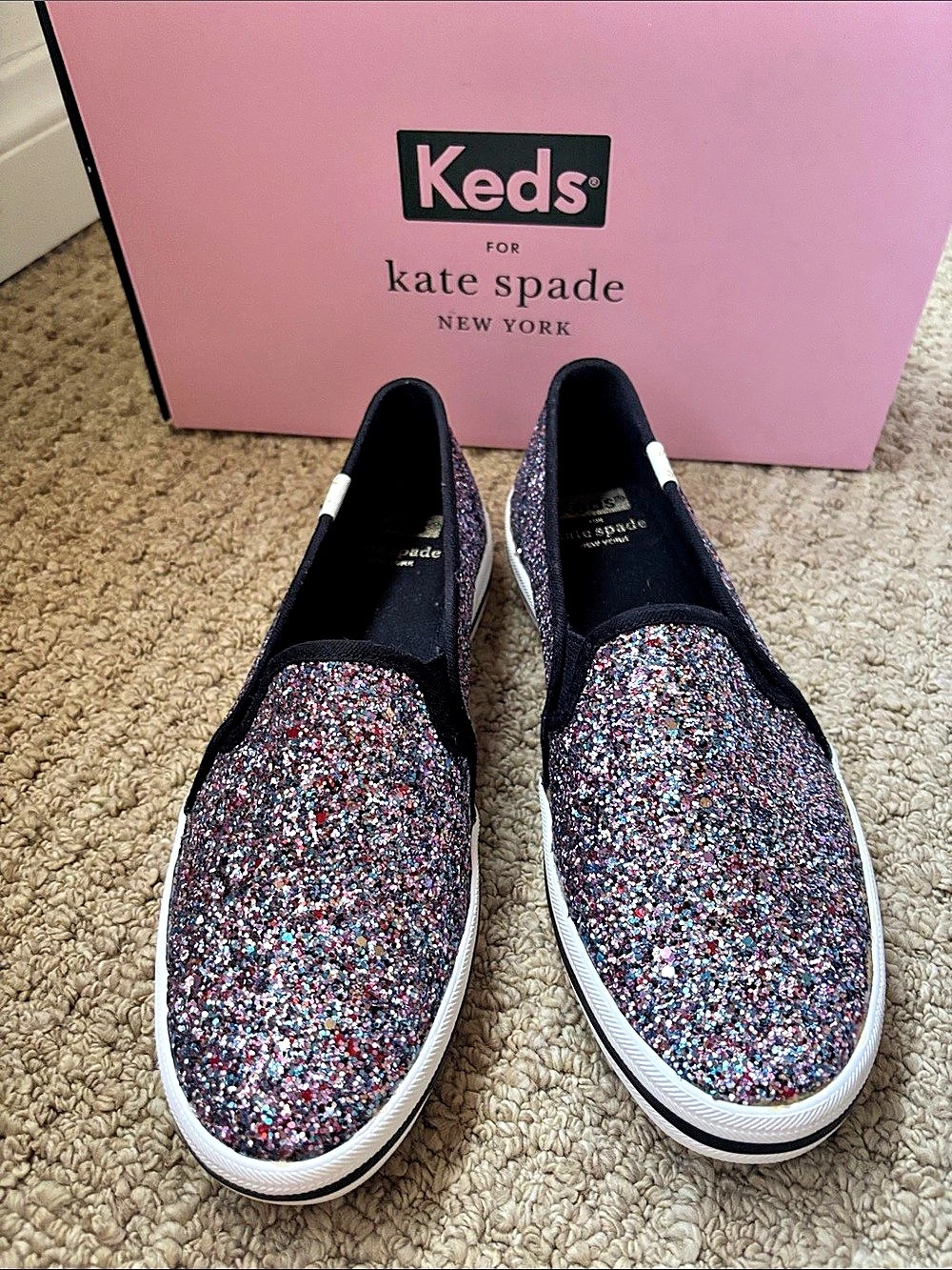 Keds Kate Spade glitter slip-on sneakers Glitter Slip-On Sneakers in Black, US 6